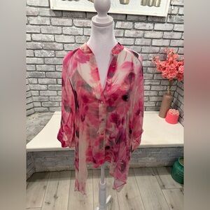 Johnny Was floral patterned camisole top with matching chiffon shirt.